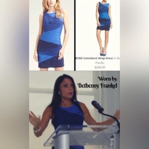 BCBDMAXAZARIA BLUE COLORBLOCK DRESS SOZE SMALL